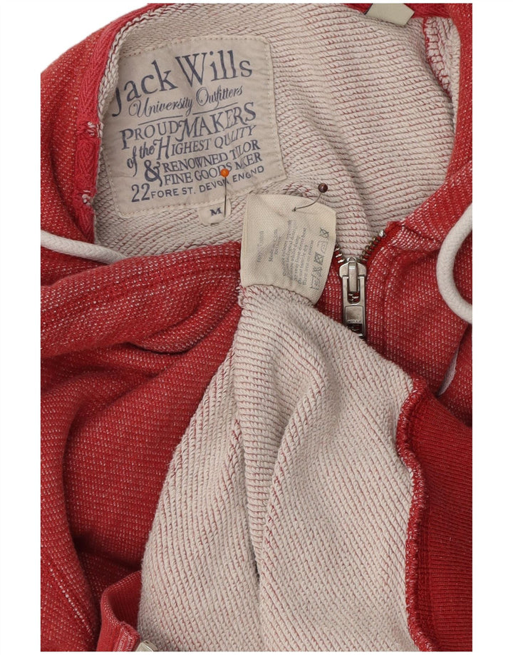 JACK WILLS Muški pulover s kapuljačom s patentnim zatvaračem, srednji crveni pamuk
