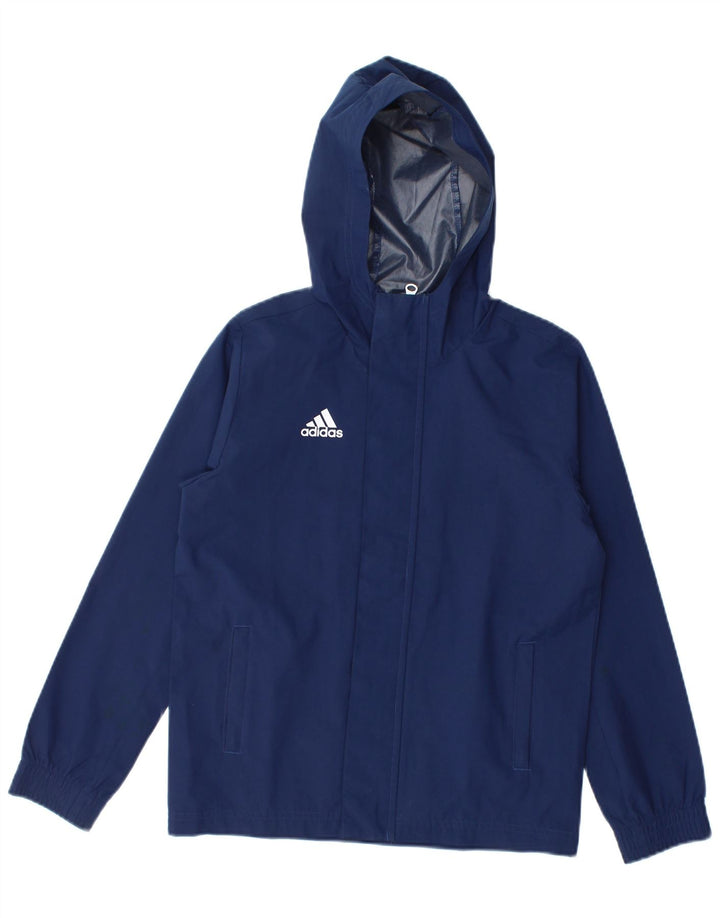Adidas kišna jakna s kapuljačom za dječake 9-10 godina tamnoplava poliester