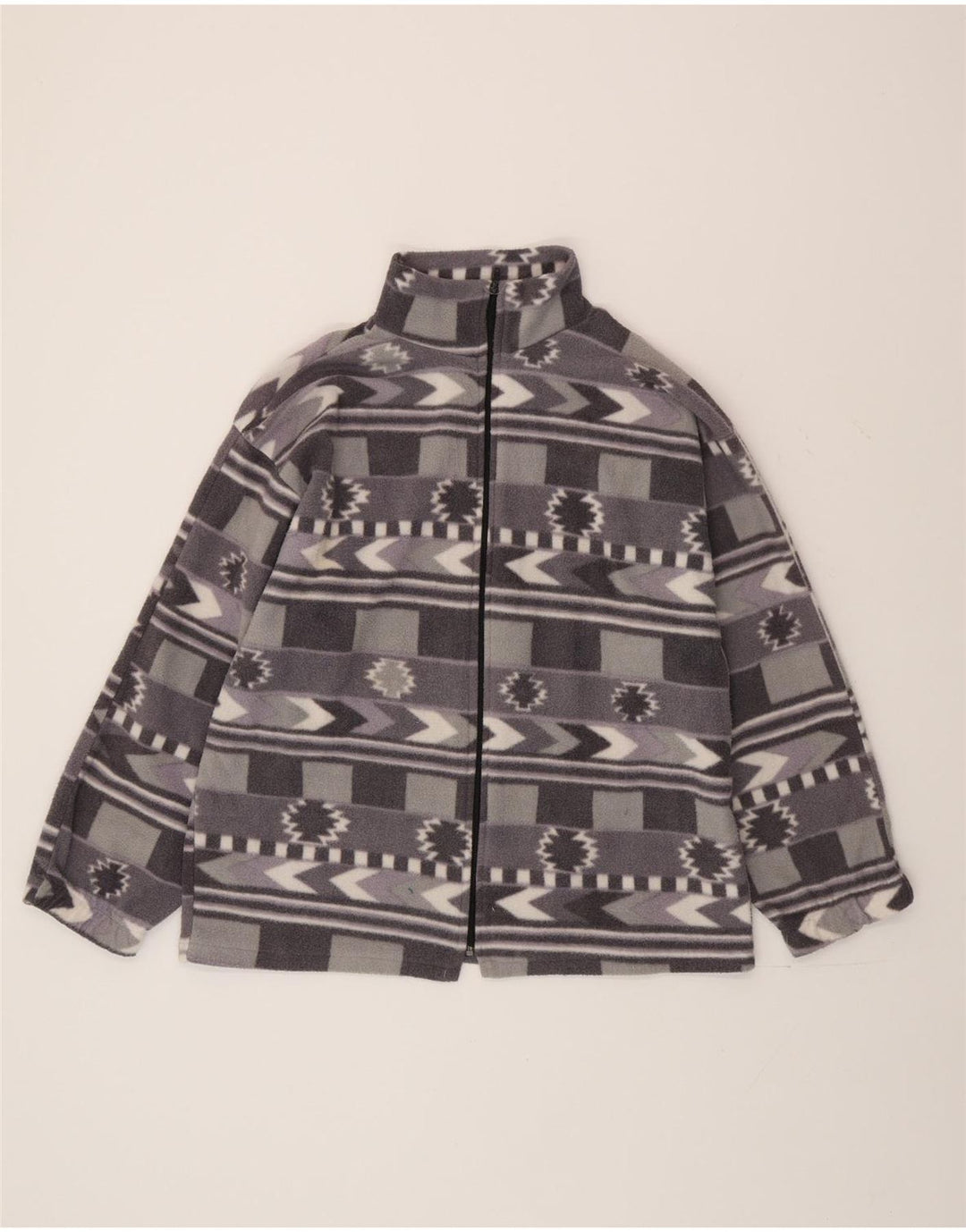 Vintage muška jakna od flisa UK 40 Large Grey Fair Isle poliester Aztec