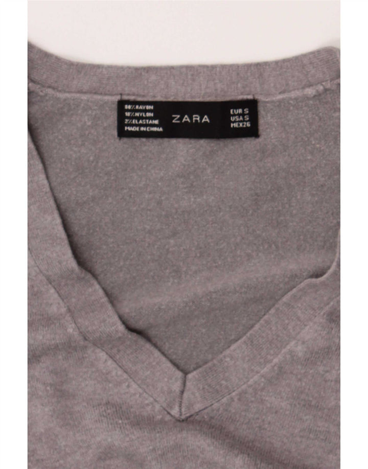 Zara ženski džemper s V-izrezom UK 10 Mali sivi
