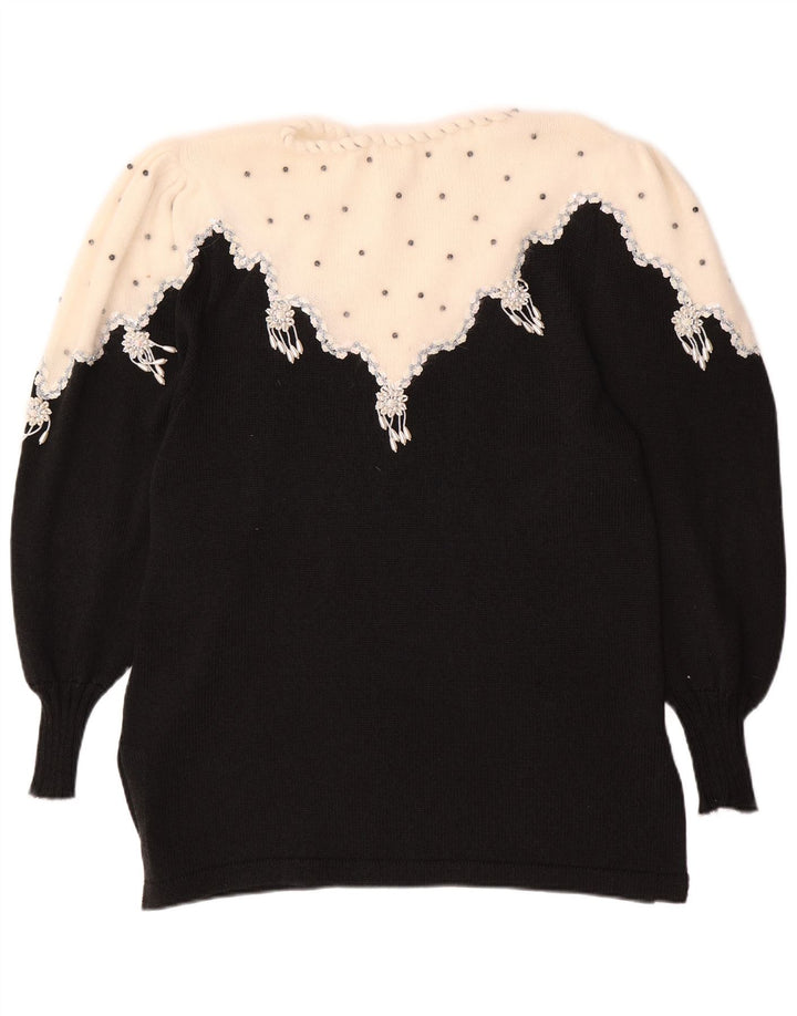 VINTAGE ženski džemper s morskim izrezom UK 14 srednje crne boje