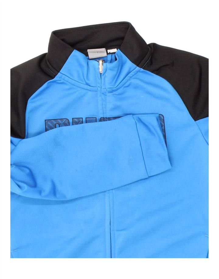 PUMA Boys Graphic Tracksuit Top Jacket 7-8 Years Small  Blue Colourblock Vintage Puma and Second-Hand Puma from Messina Hembry 