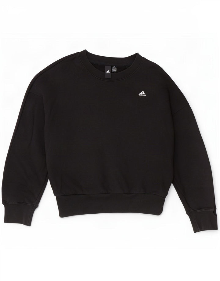 Adidas veliki ženski džemper UK 8/10 mali crni pamuk
