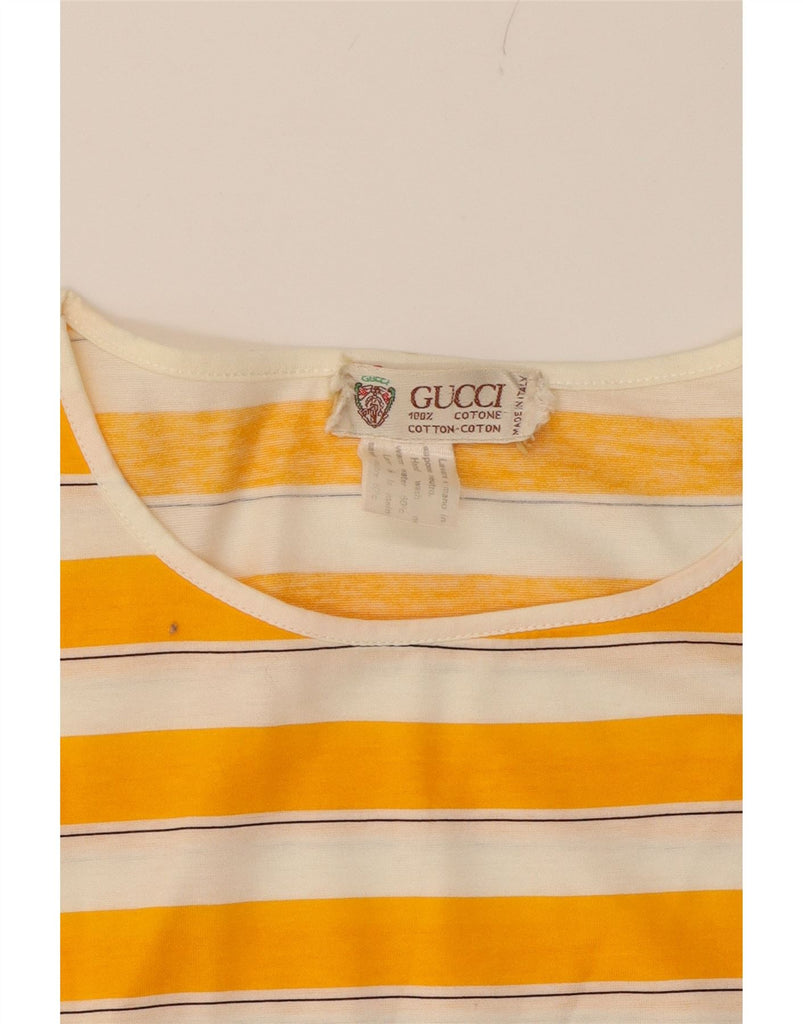 GUCCI Womens Vintage Graphic T-Shirt Dress EU 40 Medium Yellow Striped 80s Vintage Gucci and Second-Hand Gucci from Messina Hembry 