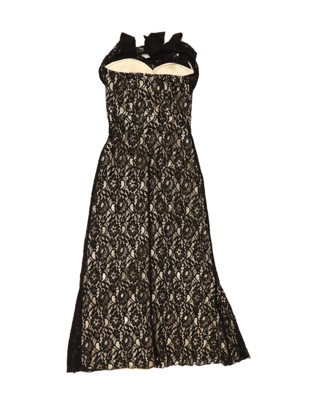 QUIZ Womens Halter Dress UIK 12 Medium  Black Floral Polyester Vintage Quiz and Second-Hand Quiz from Messina Hembry 