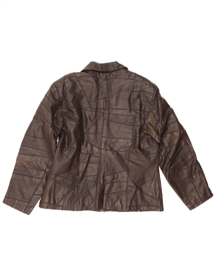 Vintage ženska kožna jakna UK 14 Srednje smeđa koža