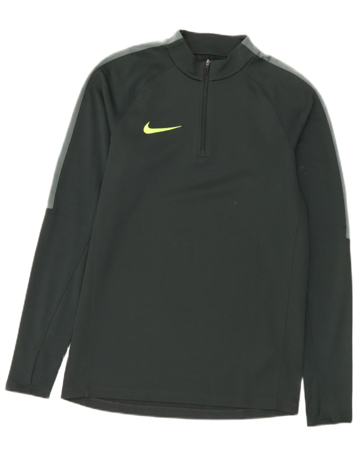 Nike muška majica s izrezom i dugim rukavima, mali zeleni poliester