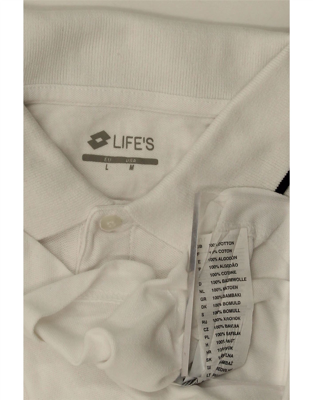 LOTTO Mens Polo Shirt Medium White Cotton