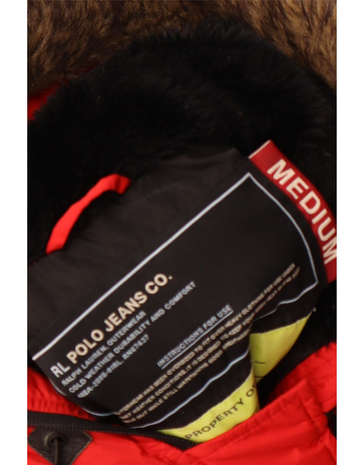 RALPH LAUREN Ženska parka jakna s kapuljačom UK 14 srednje crvena zimska