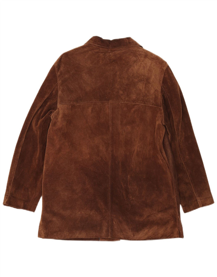 VINTAGE Ženska jakna od brušene kože s 5 gumba IT 42, srednje smeđa koža