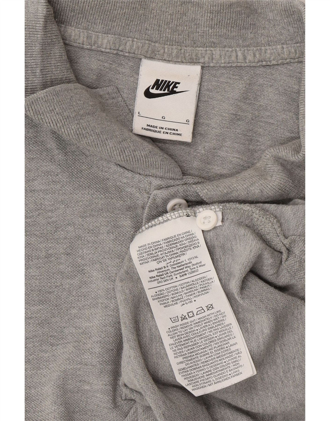 NIKE Mens Polo Shirt Large Grey Cotton Vintage Nike and Second-Hand Nike from Messina Hembry 