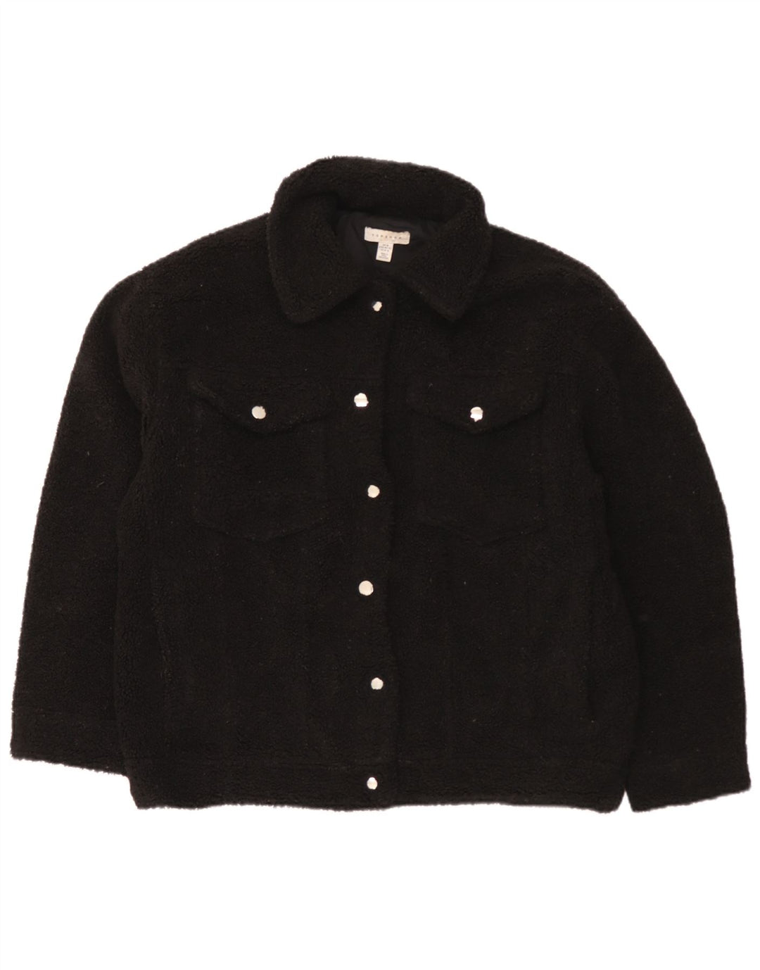 Topshop ženska prekomjerna bomber jakna od flisa UK 14 srednji crni poliester
