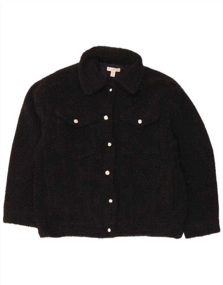 Topshop ženska prekomjerna bomber jakna od flisa UK 14 srednji crni poliester