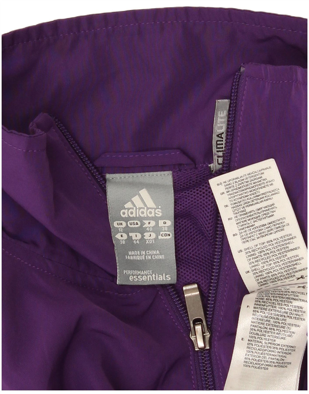 Adidas ženska trenirka Climalite gornja jakna UK 12 srednje ljubičasta poliester