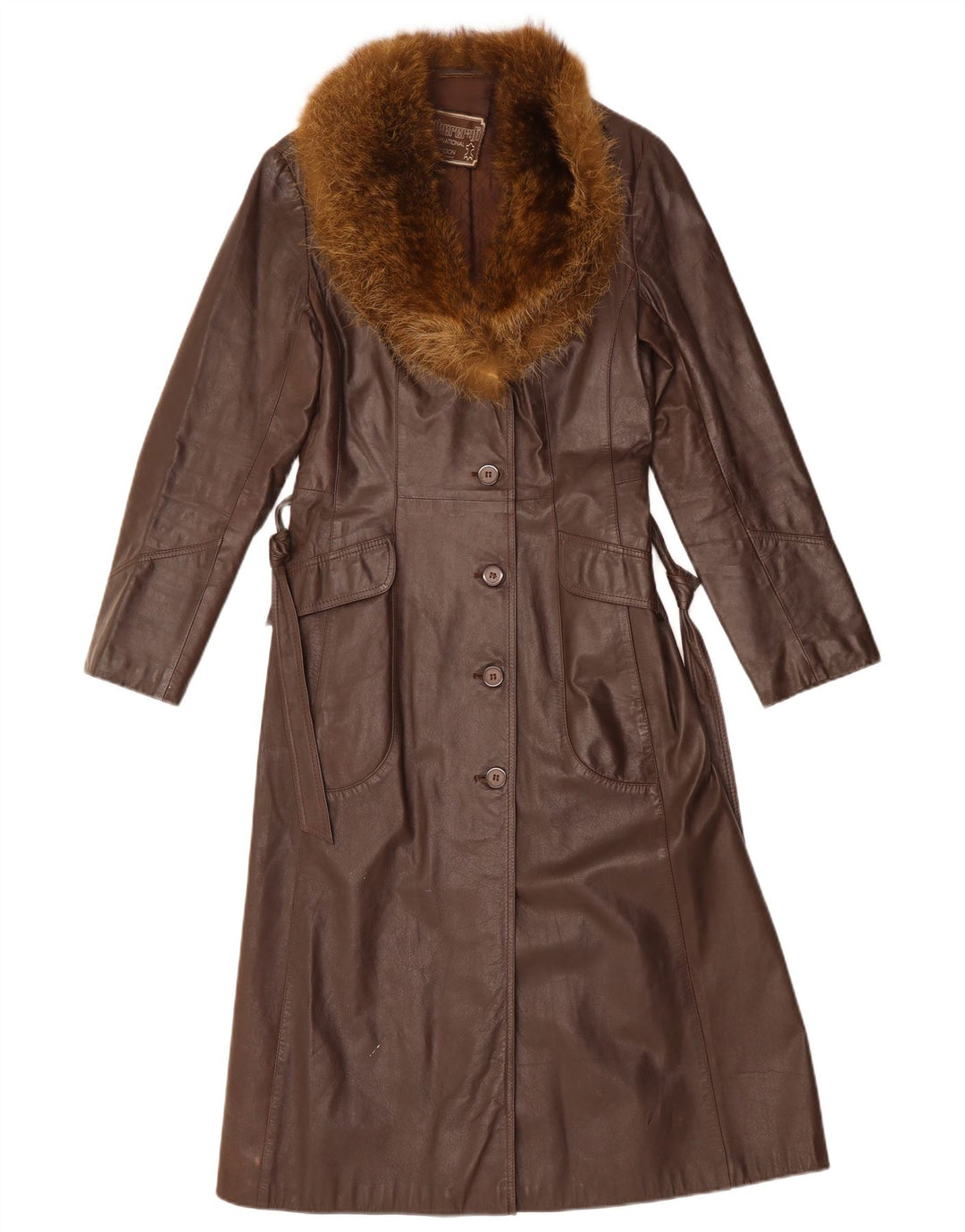 VINTAGE ženski kožni kaput UK 12 Srednje smeđa koža