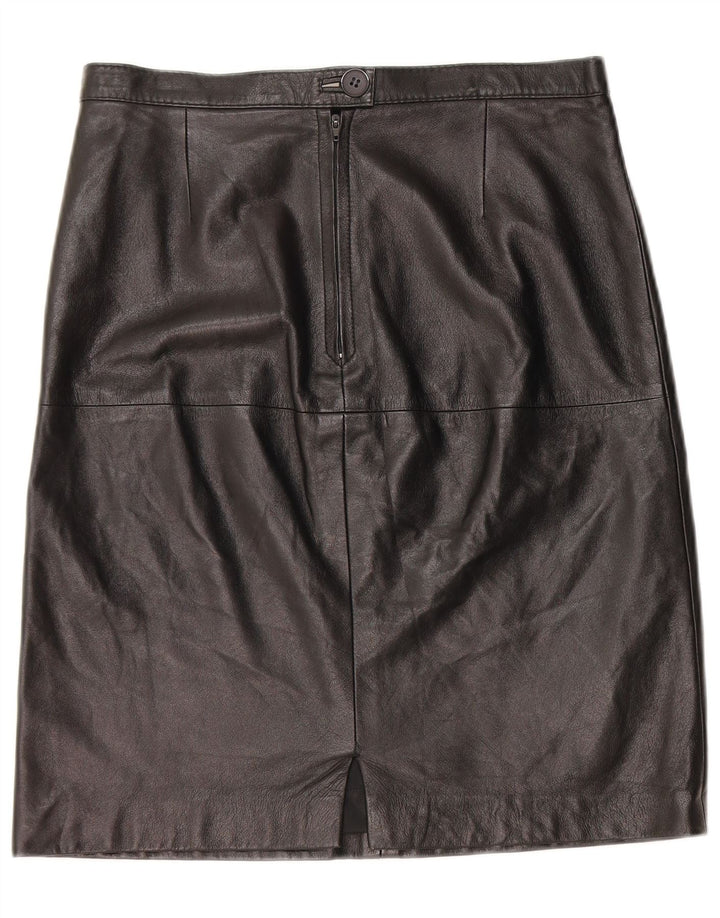 Vintage ženska kožna suknja W30 srednje crna koža