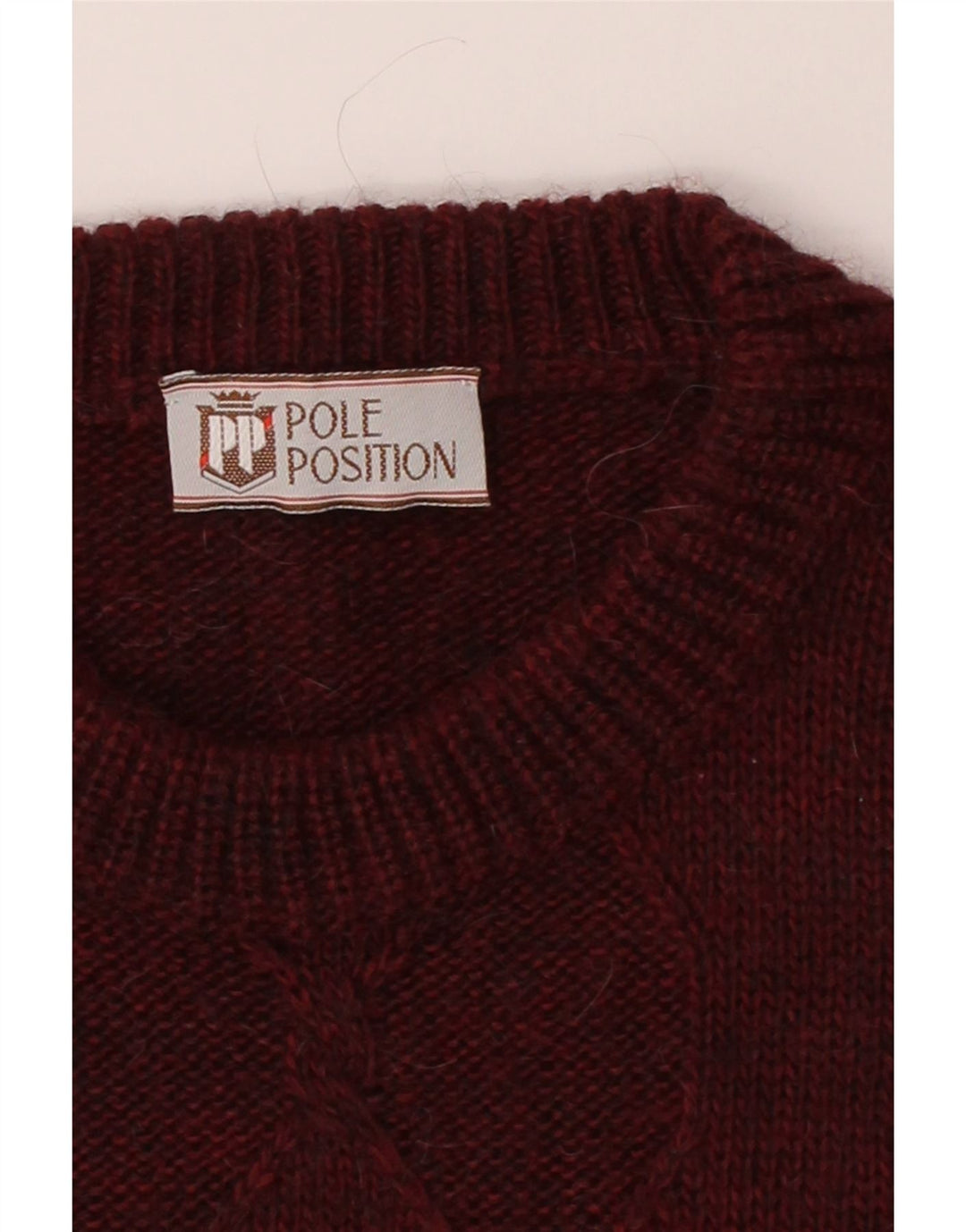 POLE POSITION Mens Crew Neck Jumper Sweater Large Burgundy Acrylic Vintage Pole Position and Second-Hand Pole Position from Messina Hembry 