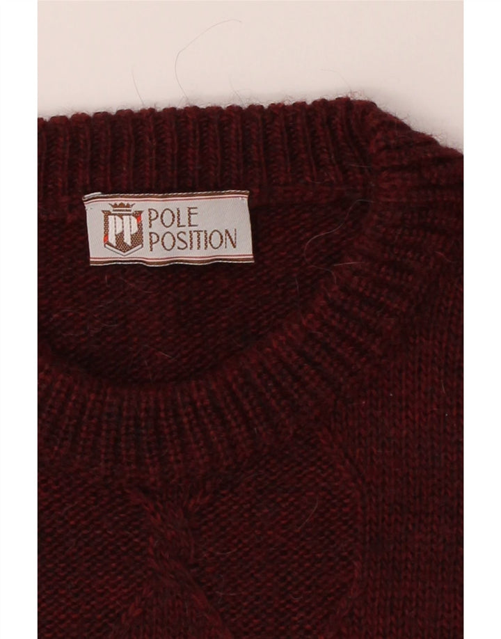 POLE POSITION Mens Crew Neck Jumper Sweater Large Burgundy Acrylic Vintage Pole Position and Second-Hand Pole Position from Messina Hembry 
