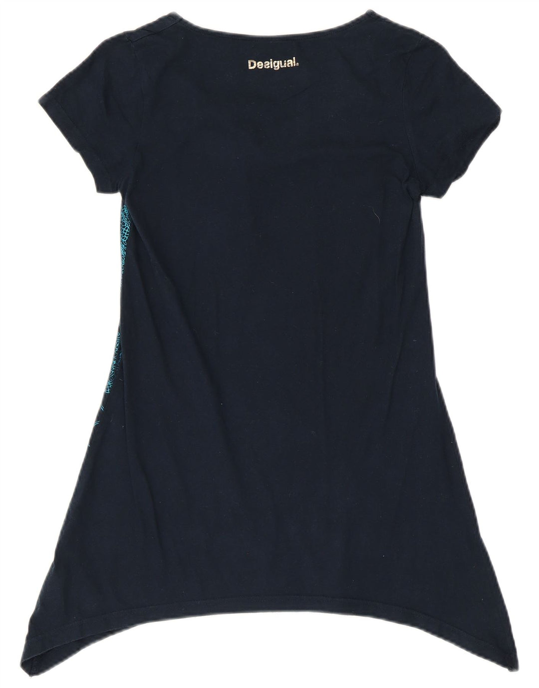 DESIGUAL Grafička asimetrična tunika za djevojčice 13-14 godina Mornarsko plava cvjetna