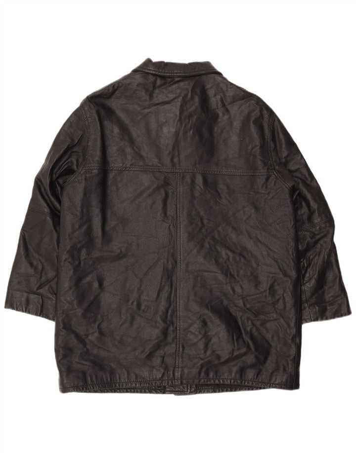 Vintage ženska prevelika kožna jakna EU 40 srednje crne kože