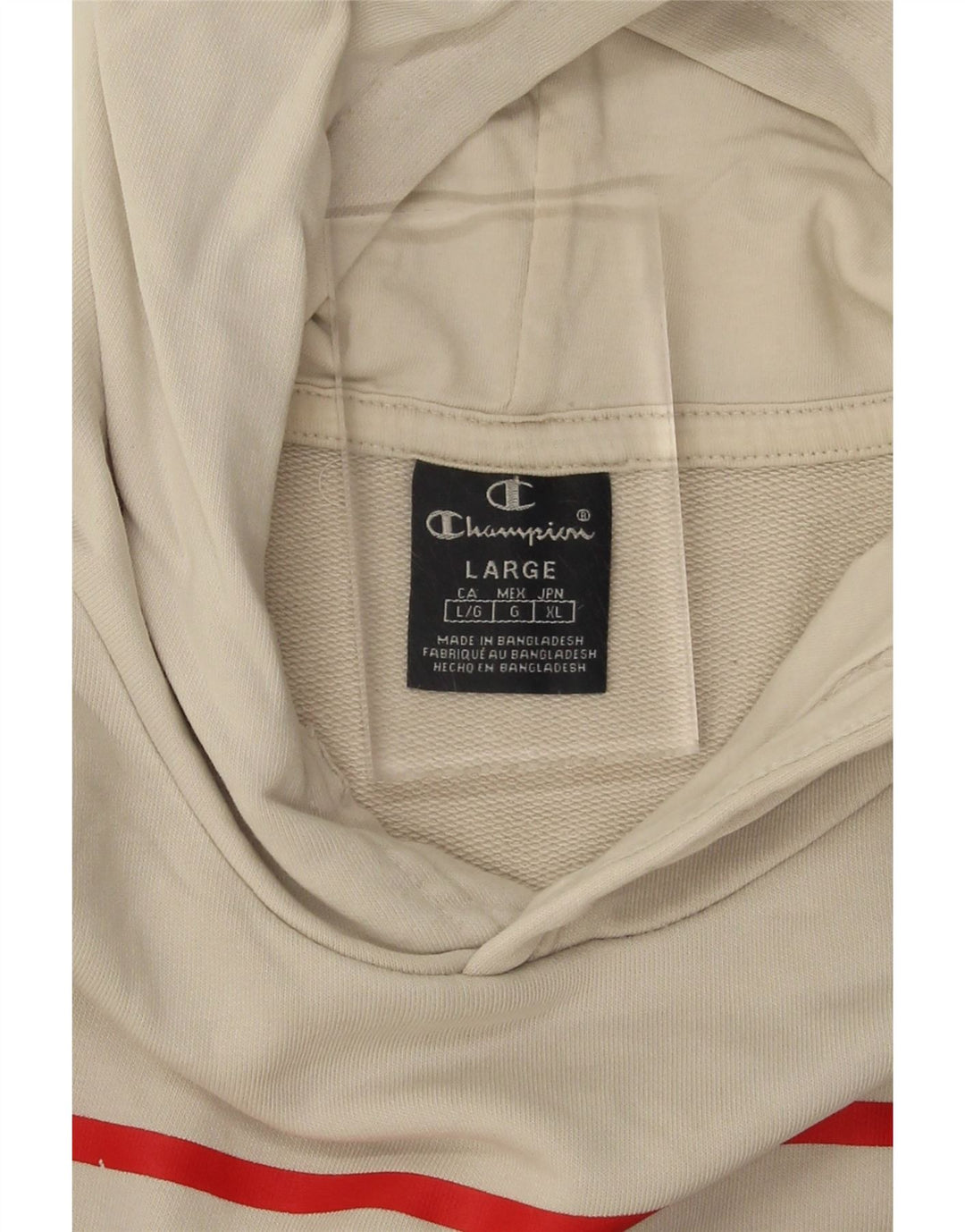 CHAMPION Mens Graphic Hoodie Jumper Large Off White