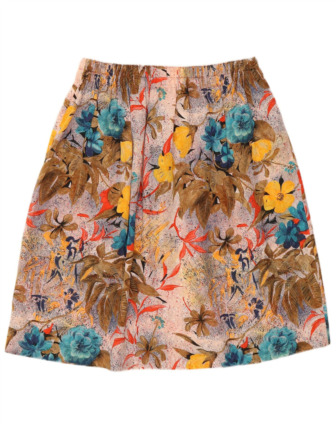 Vintage ženska grafička suknja A-kroja W30 srednje raznobojna cvjetna