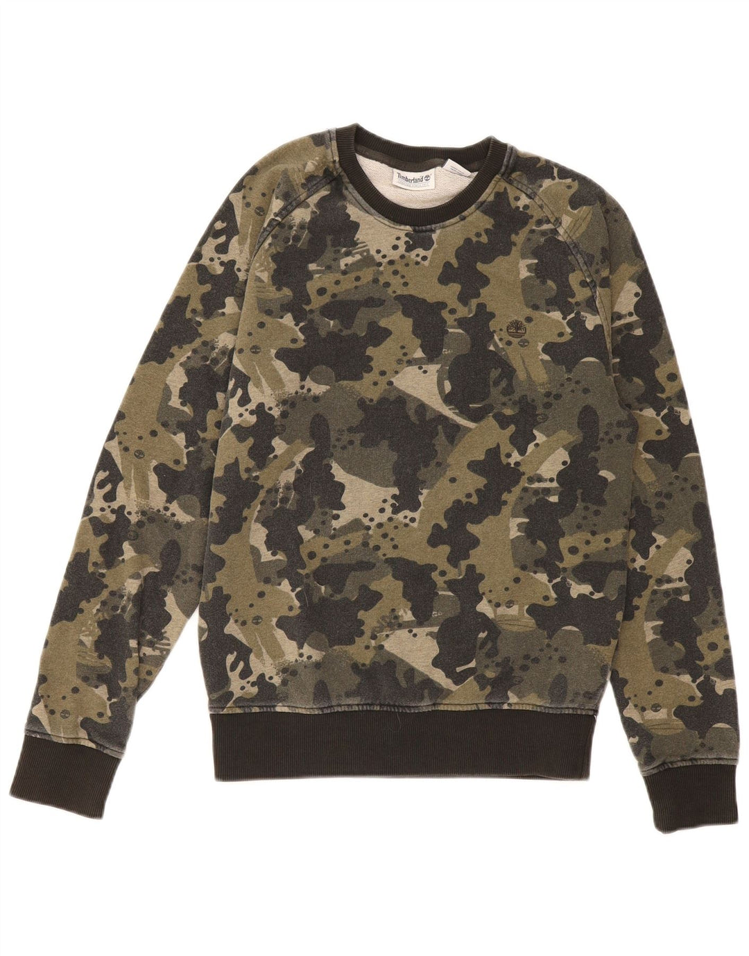 TIMBERLAND Mens Sweatshirt Jumper Small Khaki Camouflage Cotton