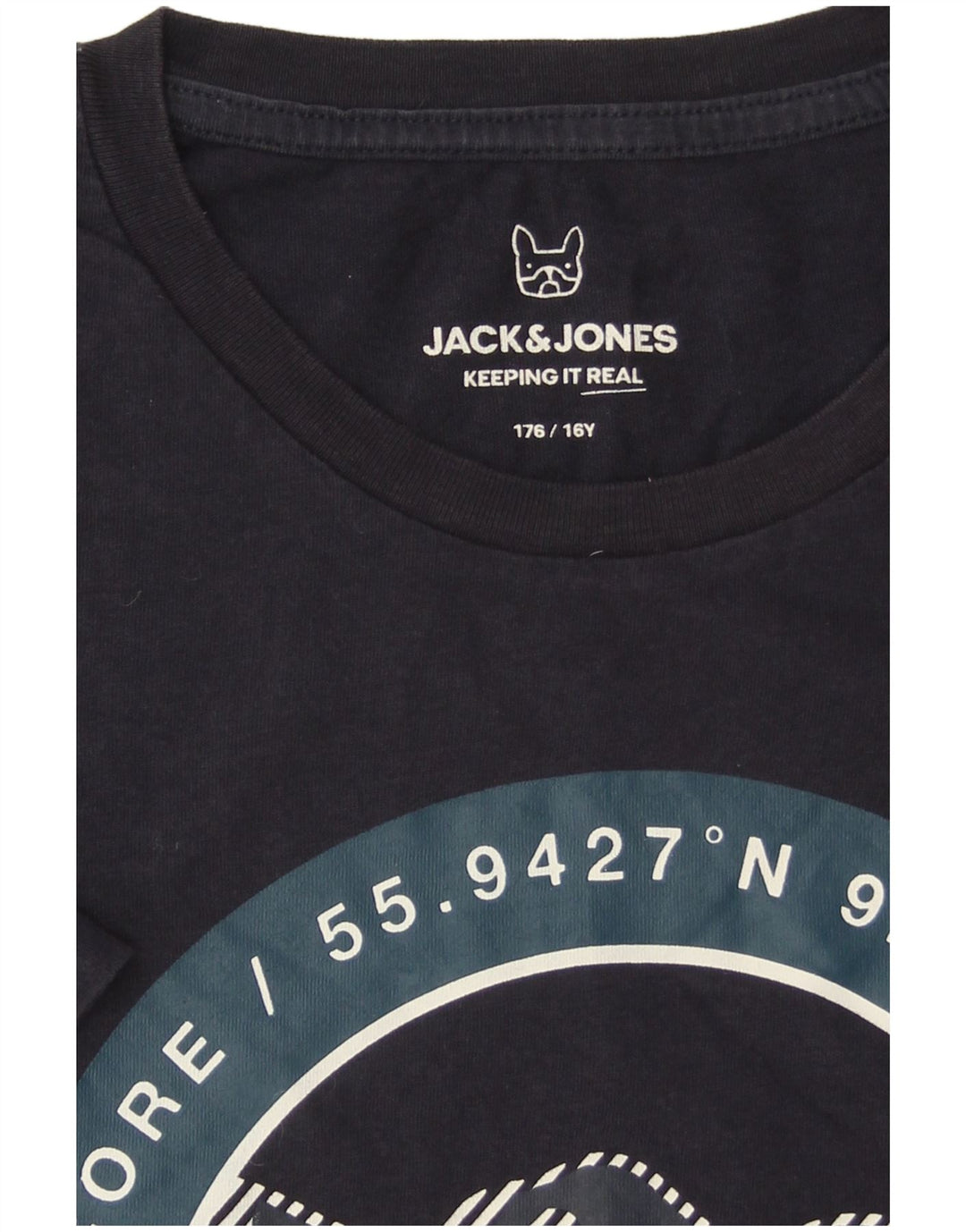 Jack & Jones Boys Core Graphic T-Shirt Top 15-16 Years Mornarsko plava