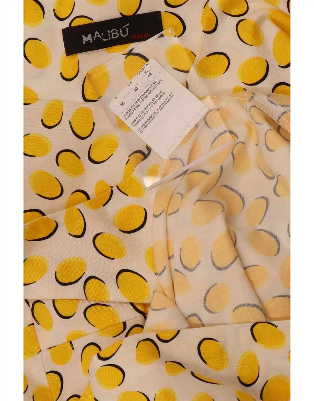 VINTAGE ženska plašt haljina bez rukava UK 20 2XL Pamuk na žute točke