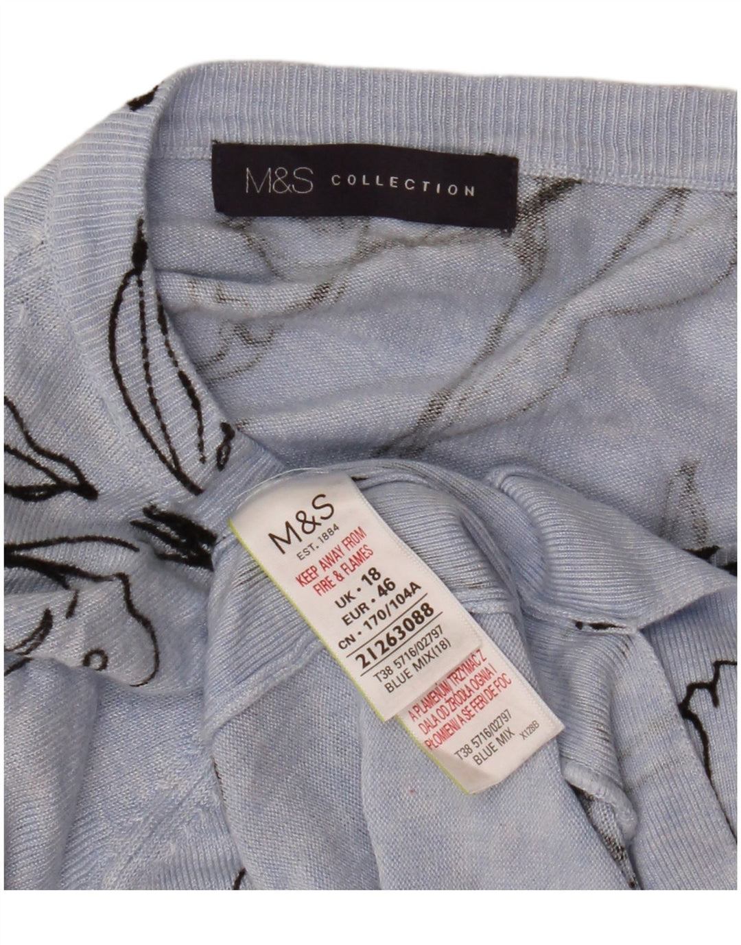 MARKS & SPENCER Ženski džemper s morskim izrezom UK 18 XL Plavi cvjetni