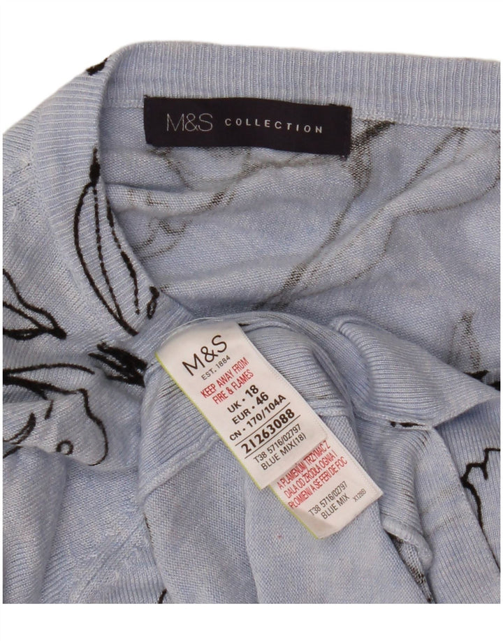 MARKS & SPENCER Ženski džemper s morskim izrezom UK 18 XL Plavi cvjetni