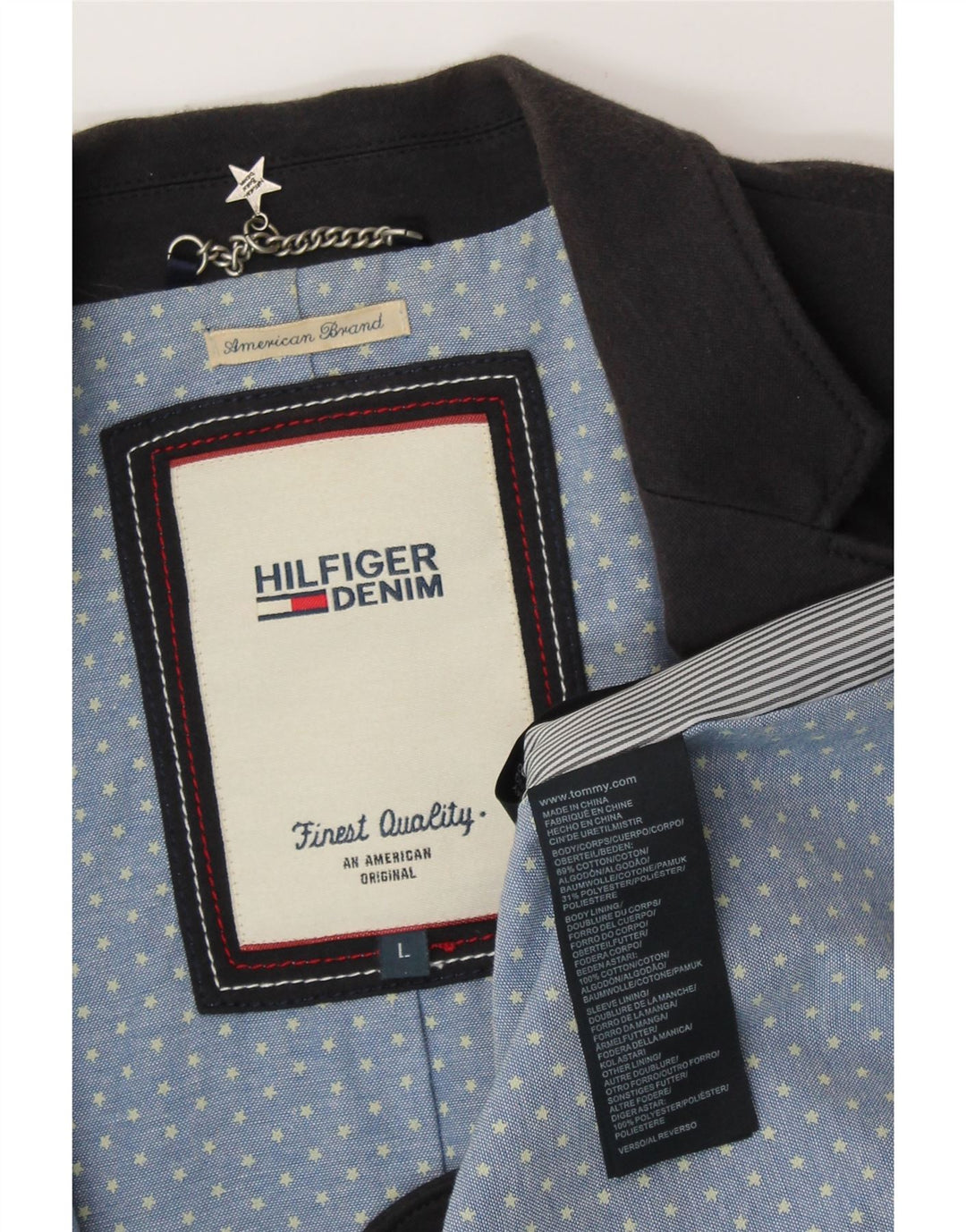 TOMMY HILFIGER Ženska jakna sako s 1 gumbom UK 14 Veliki tamnoplavi pamuk