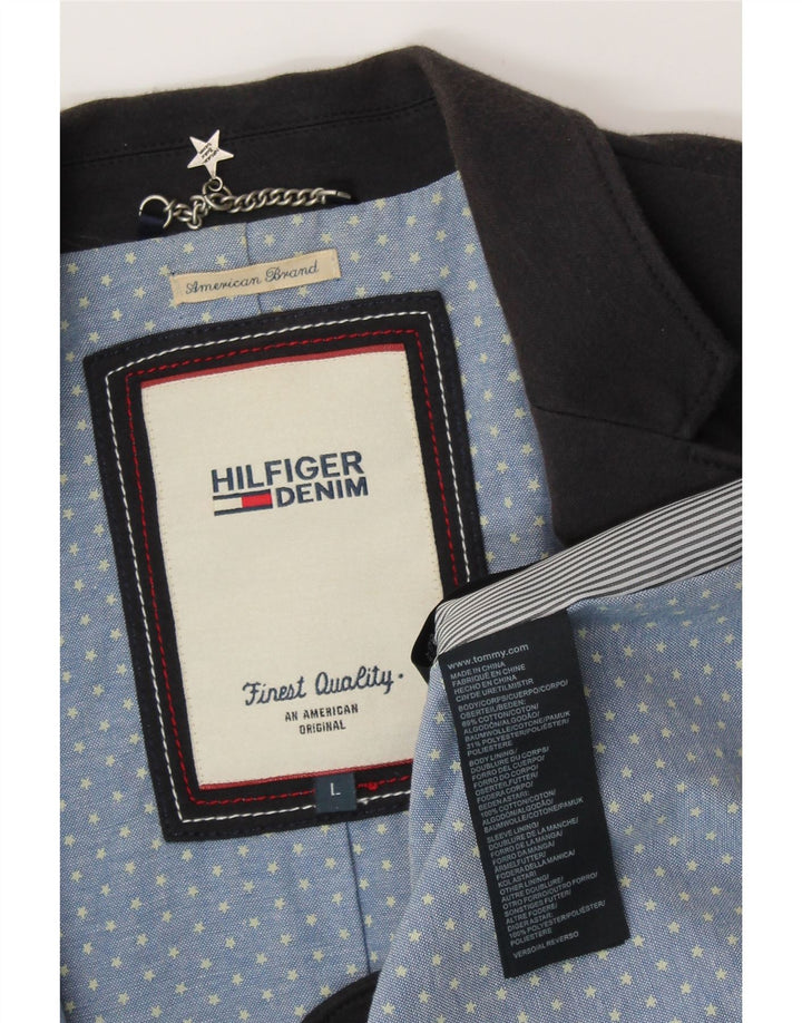 TOMMY HILFIGER Ženska jakna sako s 1 gumbom UK 14 Veliki tamnoplavi pamuk