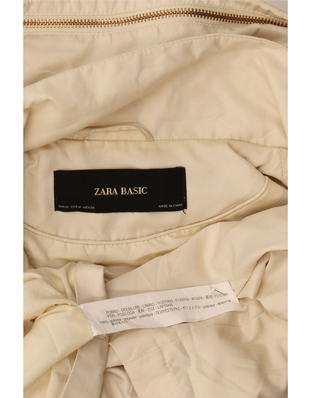Zara ženska bomber jakna s kapuljačom UK 14 Srednje prljavo bijeli poliester