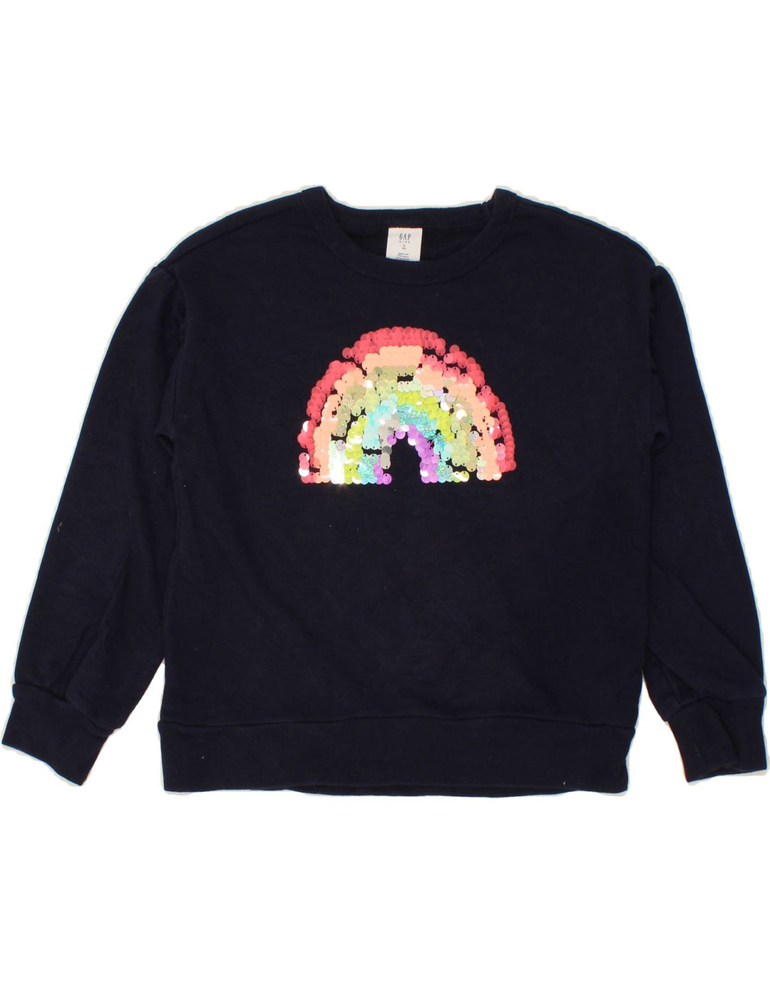 GAP Girls Rainbow Graphic Sweatshirt Jumper 7-8 Years Medium  Navy Blue Vintage Gap and Second-Hand Gap from Messina Hembry 