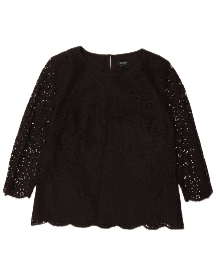 J. CREW Ženski gornji dio bluze s 3/4 rukavima US 8 Srednje crni cvjetni pamuk