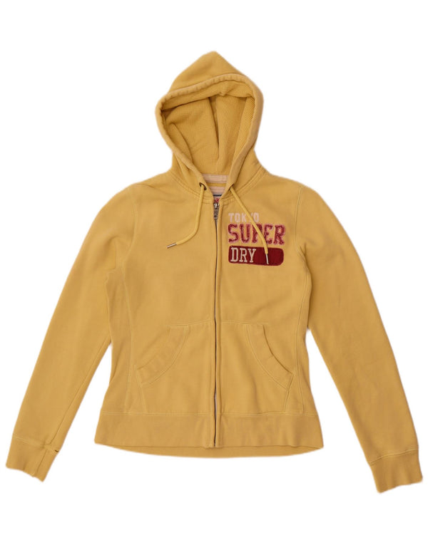 Superdry ženski džemper s kapuljačom s patentnim zatvaračem UK 12 srednje žuti pamuk