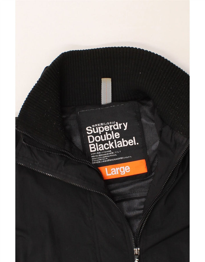 SUPERDRY Womens Rain Jacket UK 14 Large Black Nylon Vintage Superdry and Second-Hand Superdry from Messina Hembry 