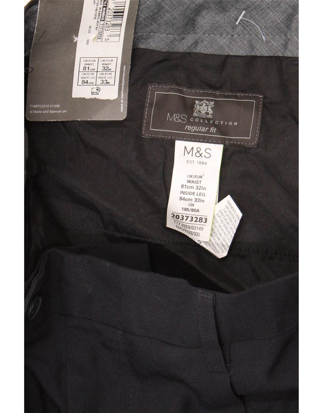 MARKS & SPENCER Muške hlače standardnog kroja W32 L33 tamnoplavi poliester