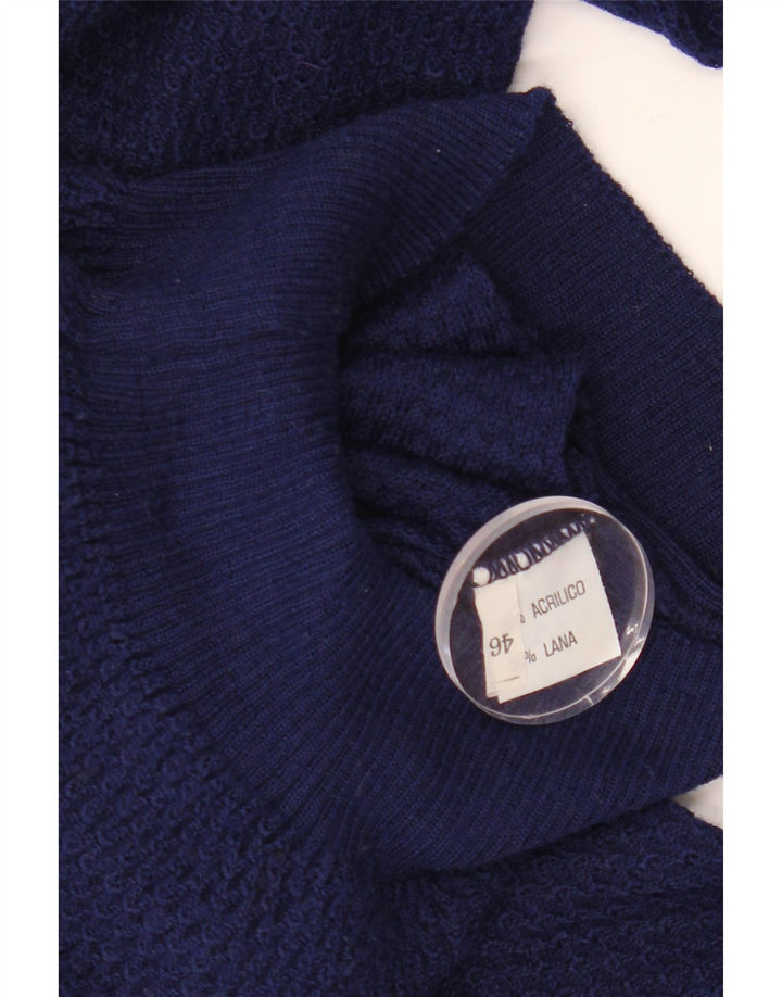 VINTAGE ženski džemper s V-izrezom IT 46 Veliki tamnoplavi akril