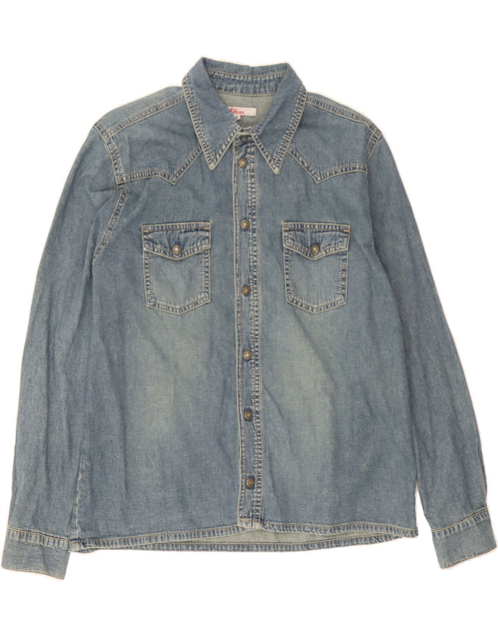 S.OLIVER Womens Denim Shirt EU 38 Medium Blue Cotton Vintage S.Oliver and Second-Hand S.Oliver from Messina Hembry 