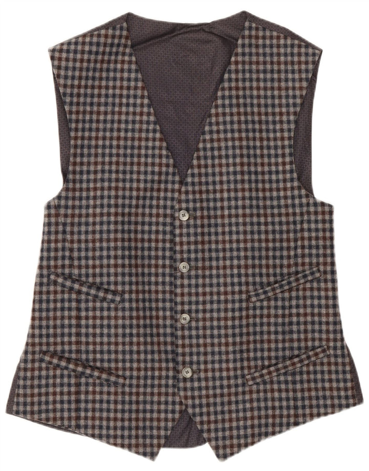 Vintage muški prsluk IT 48 Srednje siva gingham vuna