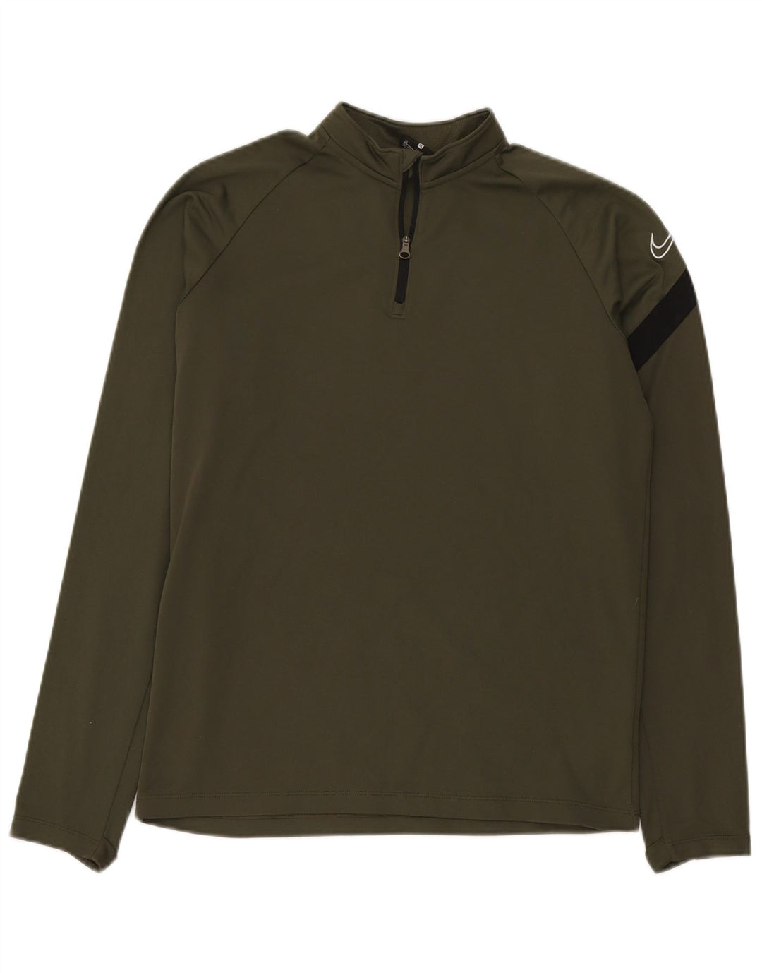 Nike Boys Zip Neck Pullover Top Trenirka 13-14 Years XL Khaki Colourblock