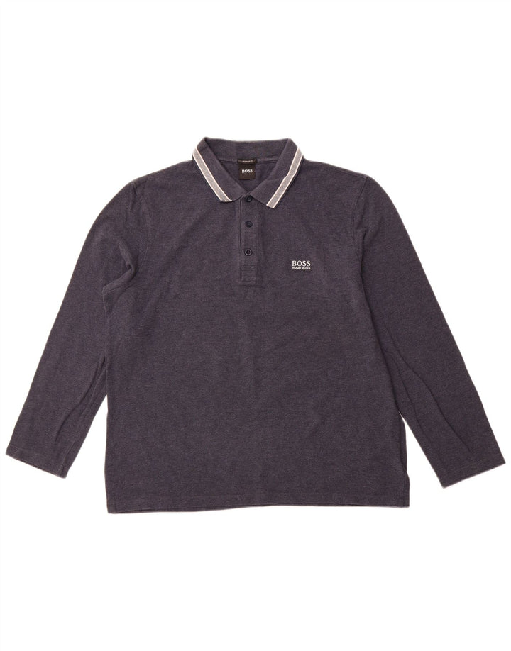 HUGO BOSS Muška polo majica dugih rukava Regular kroja XL tamnoplavi pamuk