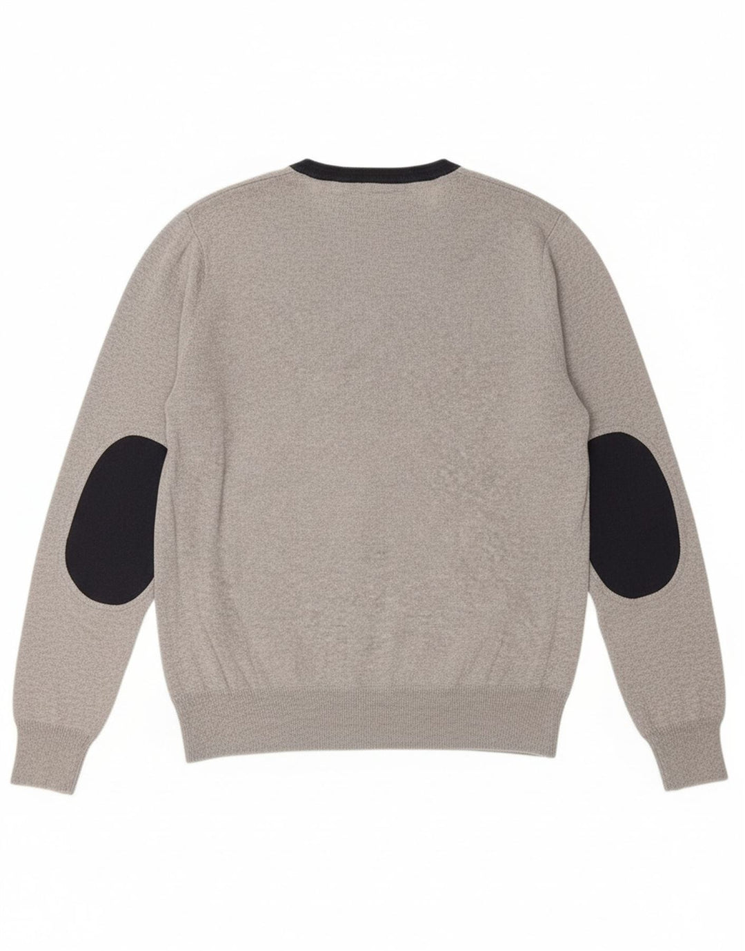 REFRIGUE Mens V-Neck Jumper Sweater Medium Grey Colourblock Cotton