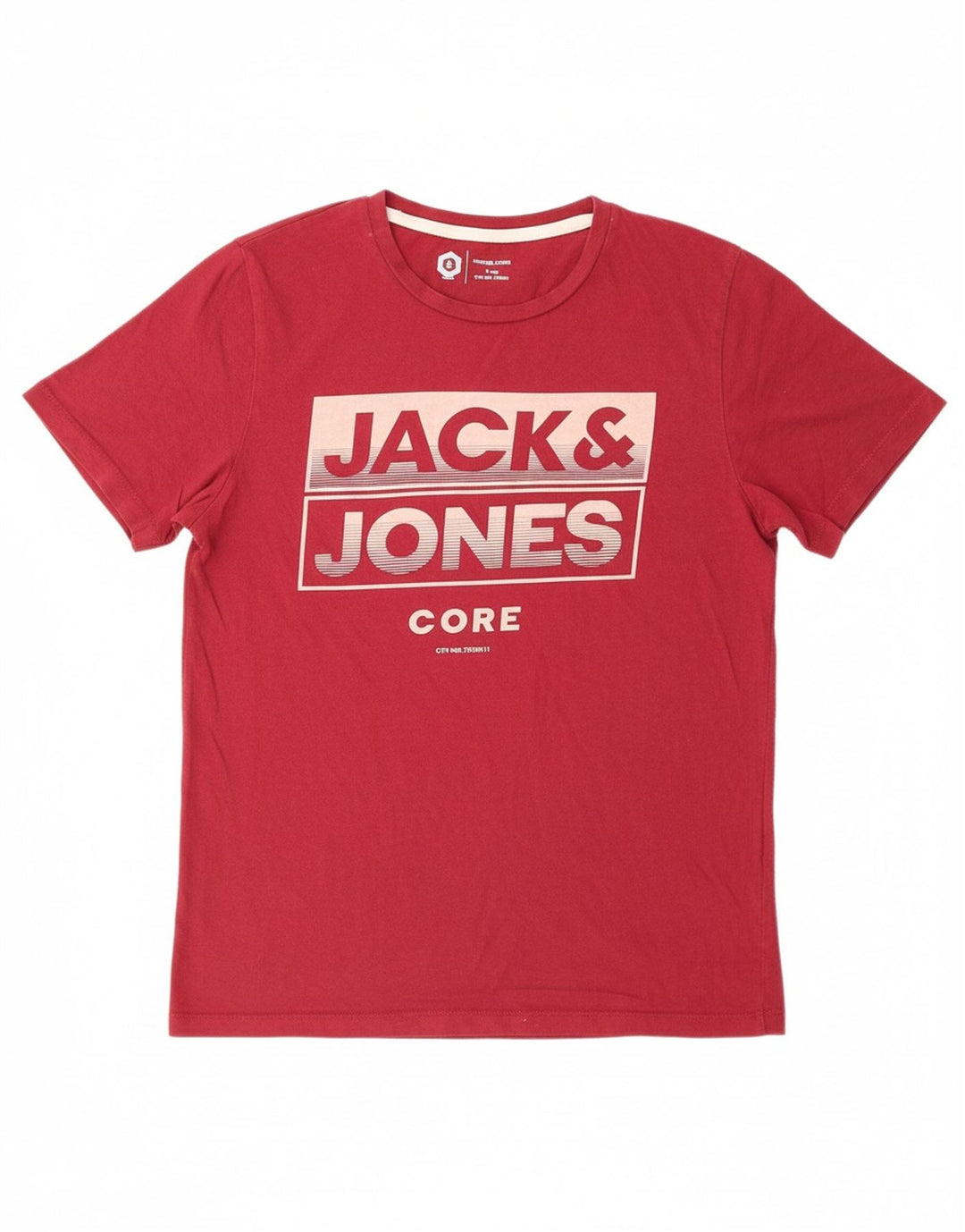 JACK & JONES Mens Core Graphic T-Shirt Top Medium Red Cotton
