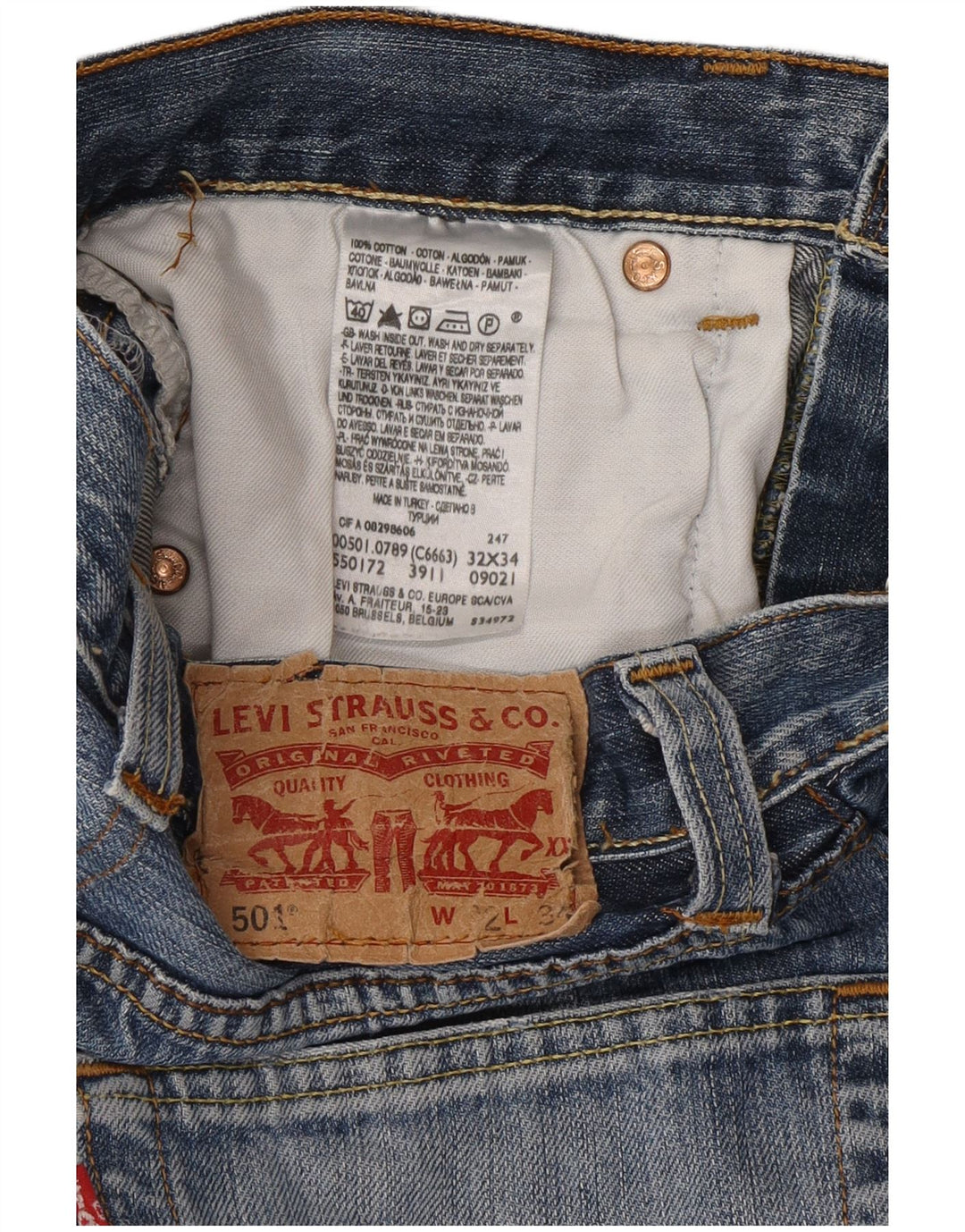 Levi's ženske 501 traper kratke hlače W32 veliki plavi pamuk