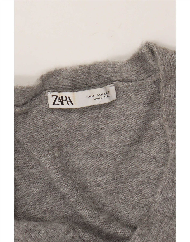 Zara ženski kratki kardigan pulover UK 14 srednje sivi