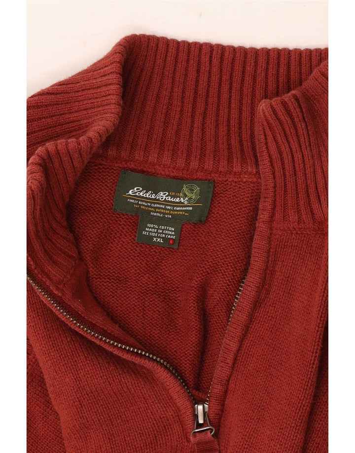 Eddie Bauer muški džemper s izrezom s patentnim zatvaračem 2XL, kestenjasti pamuk