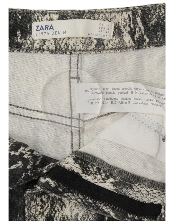 ZARA ženska mini suknja srednje veličine W30, pamuk, sivi životinjski print